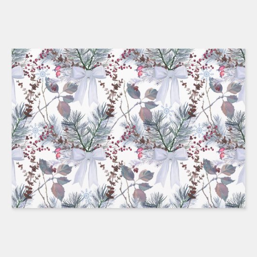Weihnachtsberries und Kiefernzweige Geschenkpapier Set (Vorderseite 3)