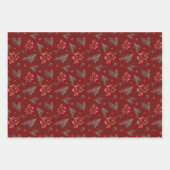 Weihnachtsberries und Kiefernzweige Geschenkpapier Set (Vorderseite)