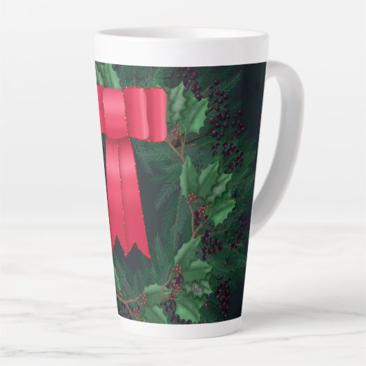 Weihnachtsberries und Kiefernzweige Kranz Milchtasse (Rechte Ecke)