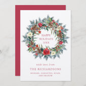 Weihnachtsberries und Pine Wreath Kraft Feiertagskarte (Vorne/Hinten)