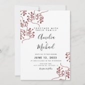 Weihnachtsberry und Karierte botanische Hochzeit Einladung (Vorderseite)