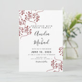 Weihnachtsberry und Karierte botanische Hochzeit Einladung (Stehend Vorderseite)