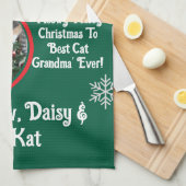Weihnachtsbeste Katzen-Oma' Geschirrtuch (Viertel Falte)