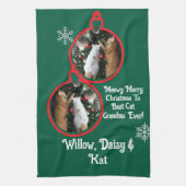 Weihnachtsbeste Katzen-Oma' Geschirrtuch (Vertikal)