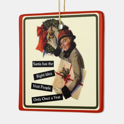 Weihnachtsbesuch Vintager Sonnenaufgang Keramikornament (Links)