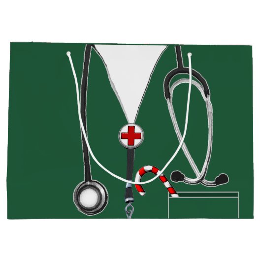 Weihnachtsbeutel für Ärzte oder Krankenschwestern Große Geschenktüte (Rückseite)