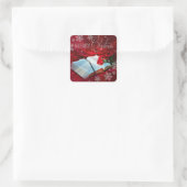 Weihnachtsbibel - Christliche Quadrate - Rot/Schne Quadratischer Aufkleber (Tasche)
