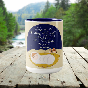 Weihnachtsbibelvers Lukas Modern Personalisiert Zweifarbige Tasse