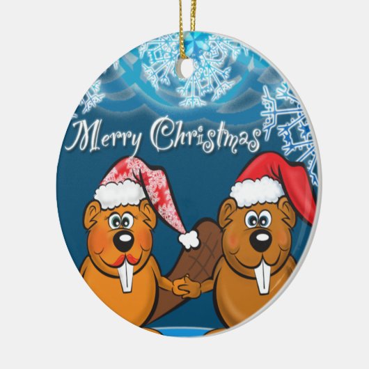 Weihnachtsbiber Keramik Ornament (Links)