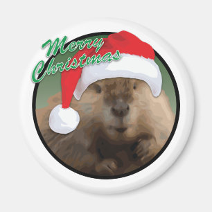 Weihnachtsbiber - Standard, 2¼ Zoll Rundmagazin Magnet