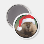 Weihnachtsbiber - Standard, 2¼ Zoll Rundmagazin Magnet (Vorderseite/Rückseite)