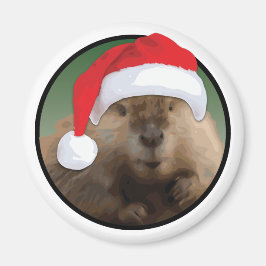 Weihnachtsbiber - Standard, 2¼ Zoll Rundmagazin Magnet