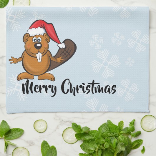 Weihnachtsbiber-Teetuch Geschirrtuch (Gefaltet)