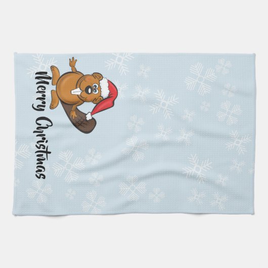 Weihnachtsbiber-Teetuch Geschirrtuch (Horizontal)