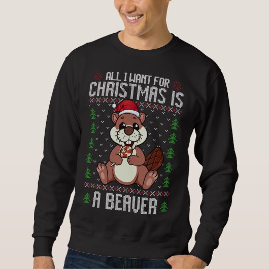Weihnachtsbiber Ugly Xmas Weihnachtsgebäck Sweatshirt (Vorderseite)