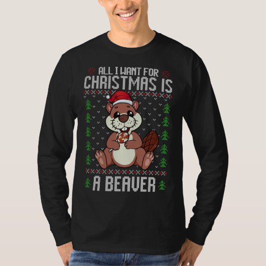 Weihnachtsbiber Ugly Xmas Weihnachtsgebäck T-Shirt (Vorderseite)