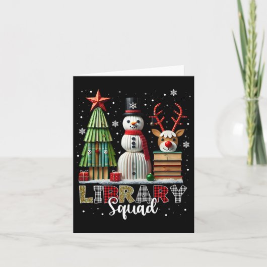 Weihnachtsbibliotheken Weihnachtsbaum Snowman Rein Karte (Vorderseite)