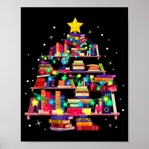 Weihnachtsbibliotheksbaum Liebe Lesen Bücher Nerd Poster