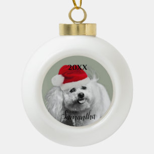 Weihnachtsbichon Frise Hund personalisierten Ziern Keramik Kugel-Ornament