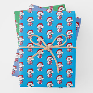 Weihnachtsbichon Wrapping Paper Set 3 Blätter