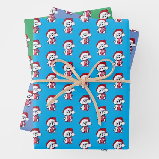Weihnachtsbichon Wrapping Paper Set 3 Blätter (Beispiel)