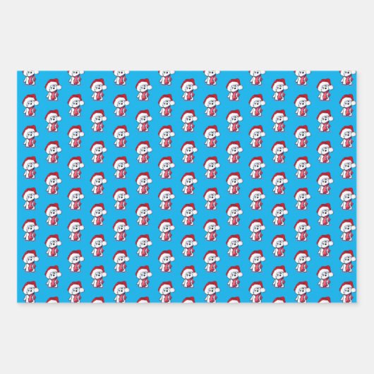 Weihnachtsbichon Wrapping Paper Set 3 Blätter (Vorderseite)