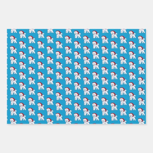 Weihnachtsbichon Wrapping Paper Set 3 Blätter (Vorderseite)