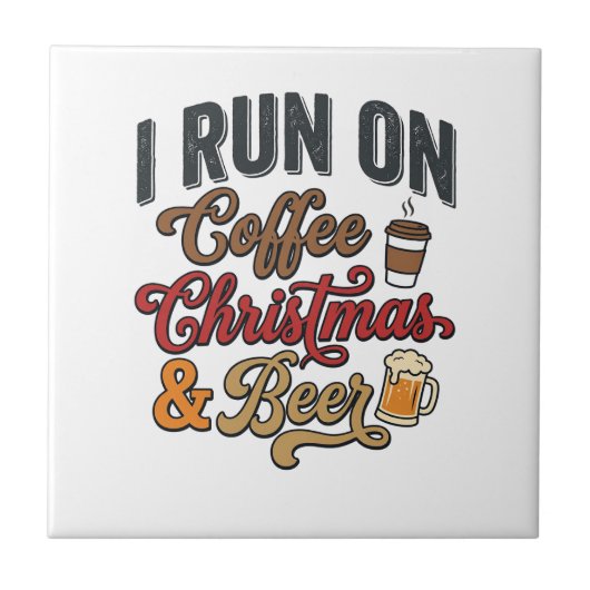 Weihnachtsbier-Feiertags-Trinkdesign für Kaffee Fliese (Vorderseite)