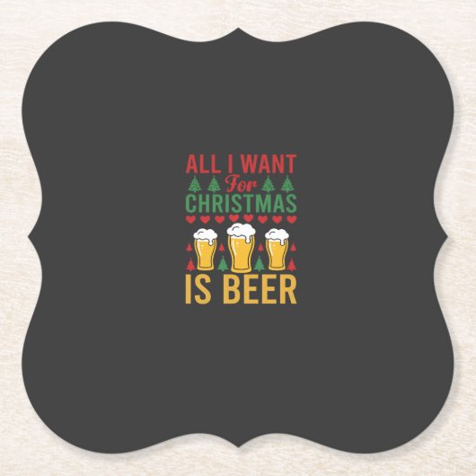 Weihnachtsbier Feiertags Trinken Untersetzer (Vorderseite)