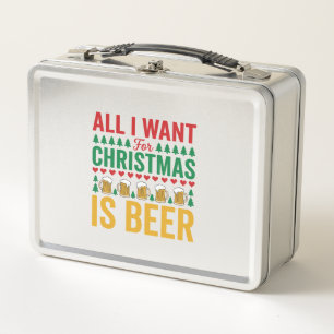 Weihnachtsbier Lustiges Weihnachts-Trinkdesign Metall Brotdose