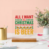 Weihnachtsbier Lustiges Weihnachtsgetränkedesign Acrylschild (Hochzeit)