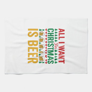 Weihnachtsbier Lustiges Weihnachtsgetränkedesign Geschirrtuch