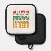 Weihnachtsbier Lustiges Weihnachtsgetränkedesign Topflappen (Vorderseite/Rückseite)