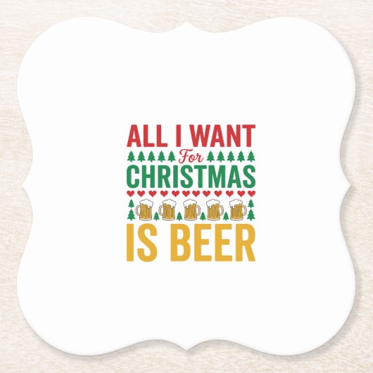 Weihnachtsbier Lustiges Weihnachtsgetränkedesign Untersetzer (Vorderseite)
