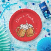 Weihnachtsbier Prost Illustration Pappteller (Party)