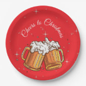 Weihnachtsbier Prost Illustration Pappteller (Vorderseite)