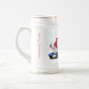 Weihnachtsbiere Stein Geschenk Skater Gnome mit Ge Bierglas