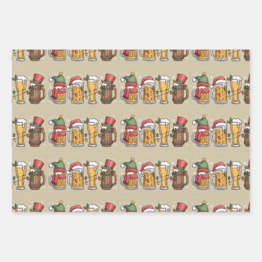 Weihnachtsbiere Trinken Lover Geschenk Party Geist Geschenkpapier Set (Vorderseite)