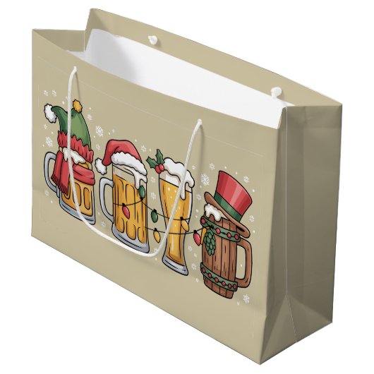 Weihnachtsbiere Trinken Lover Geschenk Party Geist Große Geschenktüte (Vorderseite Schrägansicht)
