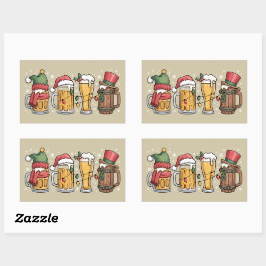 Weihnachtsbiere Trinken Lover Geschenk Party Geist Rechteckiger Aufkleber (Blatt)