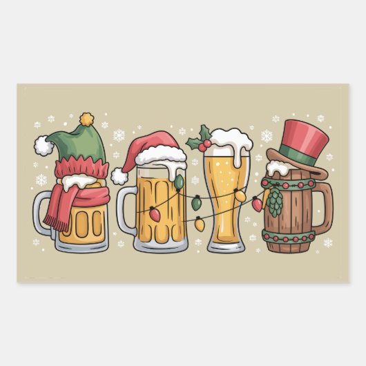 Weihnachtsbiere Trinken Lover Geschenk Party Geist Rechteckiger Aufkleber (Vorderseite)