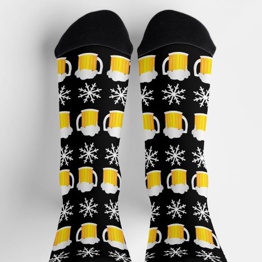Weihnachtsbiere und Schneeflocken Muster Socken (Oben)