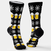 Weihnachtsbiere und Schneeflocken Muster Socken (Gewinkelt)