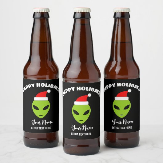 Weihnachtsbierflaschen-Etiketten mit Santa Alien Bierflaschenetikett (Flaschen)