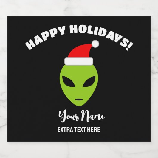 Weihnachtsbierflaschen-Etiketten mit Santa Alien Bierflaschenetikett (Einzelnes Label)