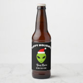 Weihnachtsbierflaschen-Etiketten mit Santa Alien Bierflaschenetikett (Vorderseite)