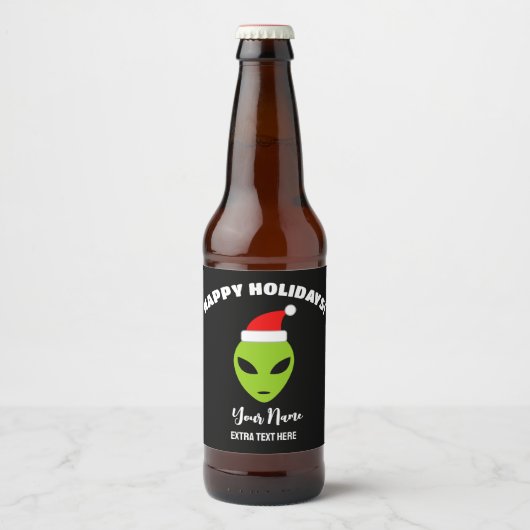 Weihnachtsbierflaschen-Etiketten mit Santa Alien Bierflaschenetikett (Vorderseite)