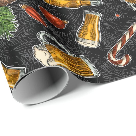 Weihnachtsbierschwarz Geschenkpapier (Rolleneckpunkt)