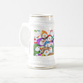 Weihnachtsbierstein mit Happy Snowmans Party Bierglas (Vorderseite Links)