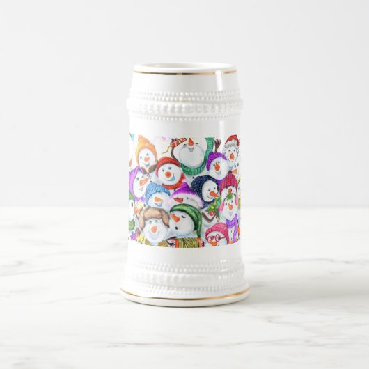 Weihnachtsbierstein mit Happy Snowmans Party Bierglas (Mittel)